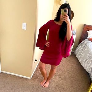 Bell Sleeve Maroon Dress